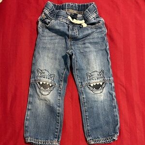 Toddler Denim Jeans with Dinosaur Design